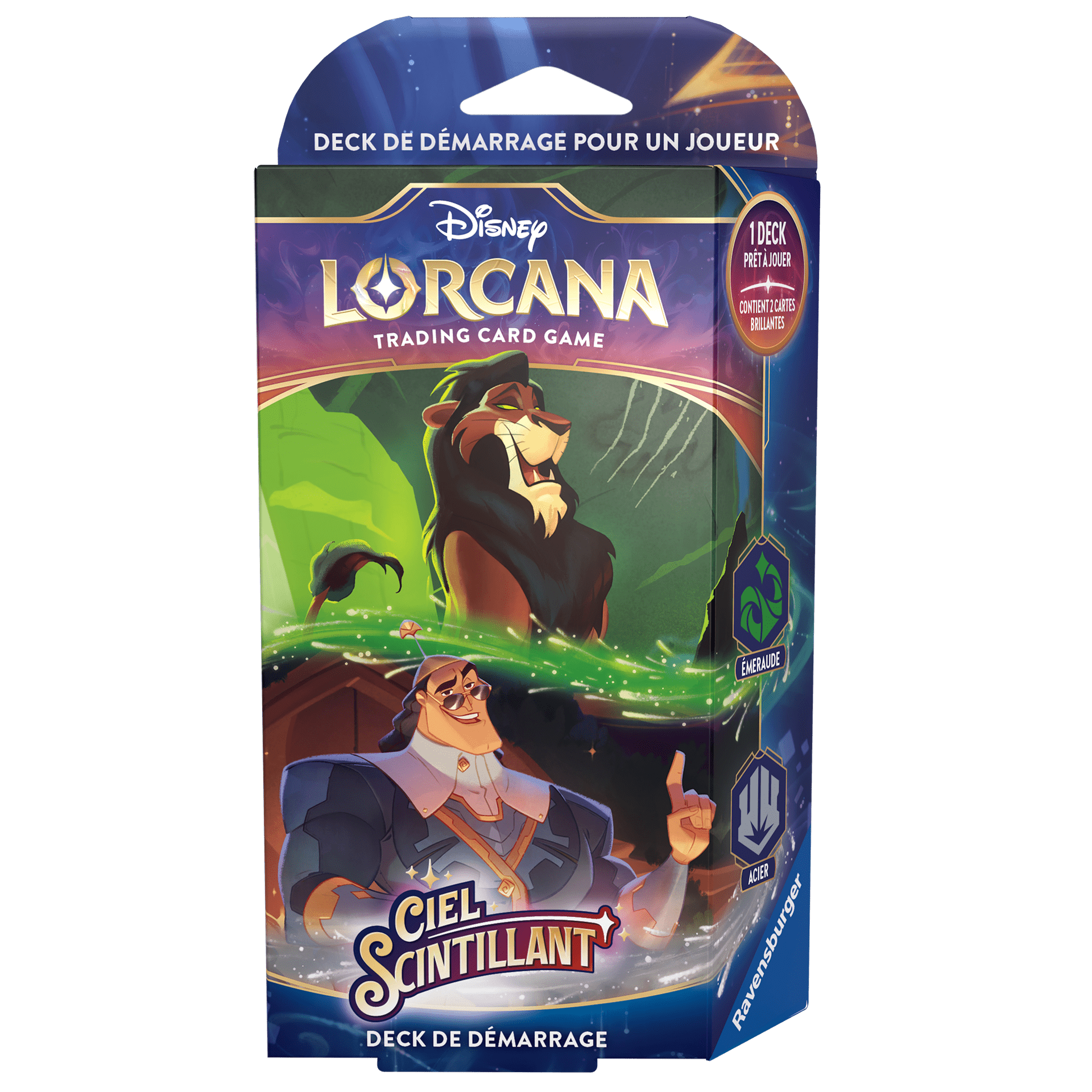 Disney Lorcana : Set 5 – Ciel Scintillant – Starter deck Acier/Emeraude 